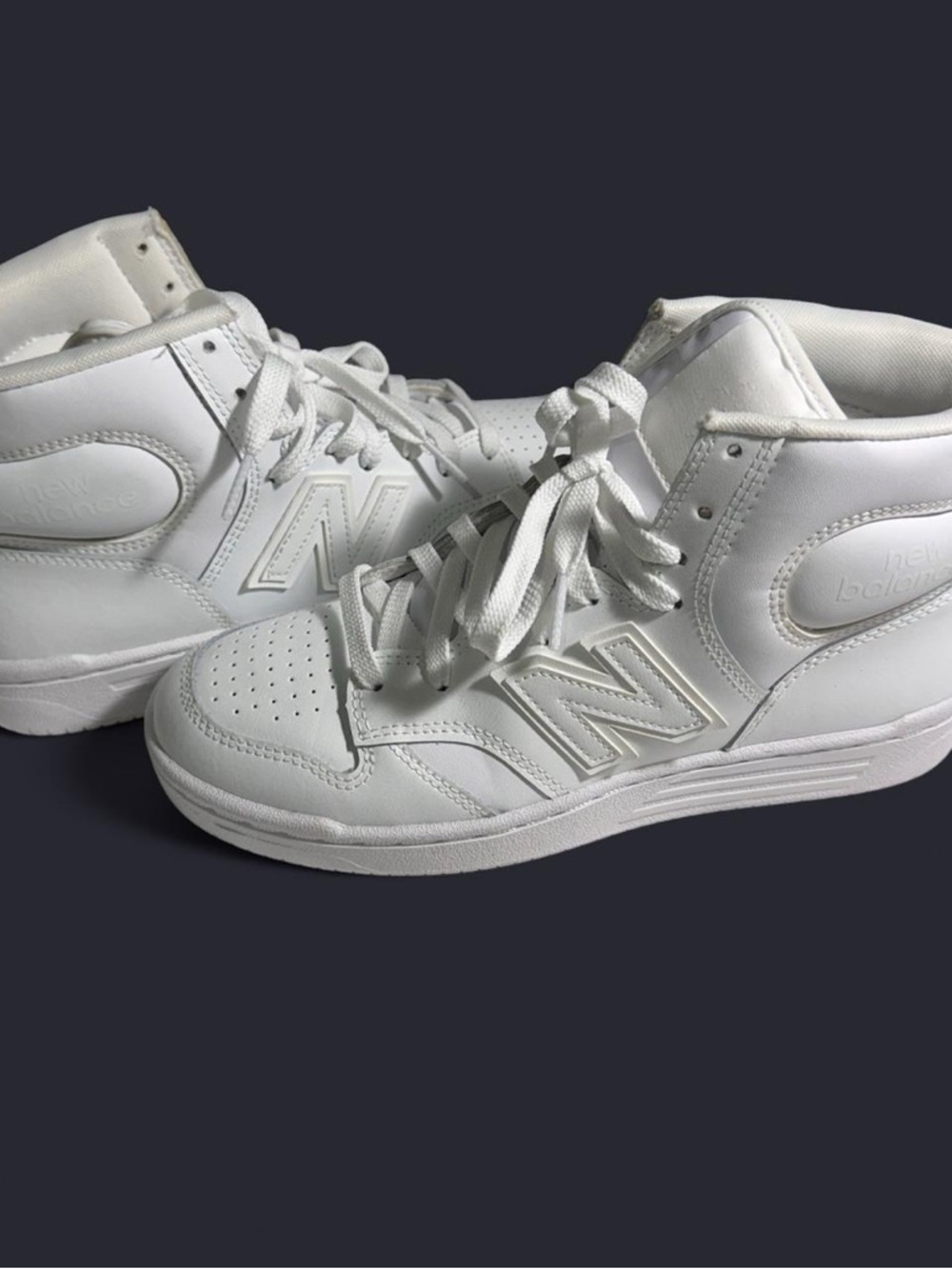 New Balance All-White High Top Sneakers